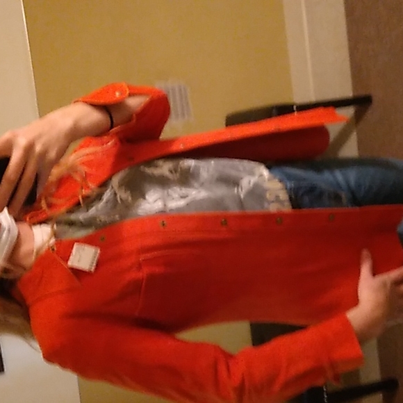 Orange leather Shaket Vintage - Picture 4 of 8